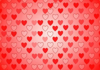 Seamless pattern of small, stylized red and pink hearts forming a festive, romantic backdrop suitable for design elements and holidays, card, design, surface