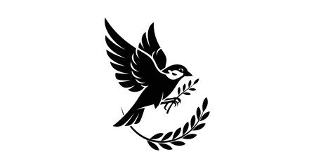 Obraz premium Flying dove with olive branch vector