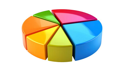 Obraz premium A colorful 3D pie chart graphic with six segments