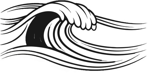 Fototapeta premium Stylized black and white drawing of a breaking ocean wave