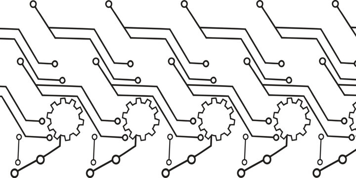 black seamless pattern of circuit board