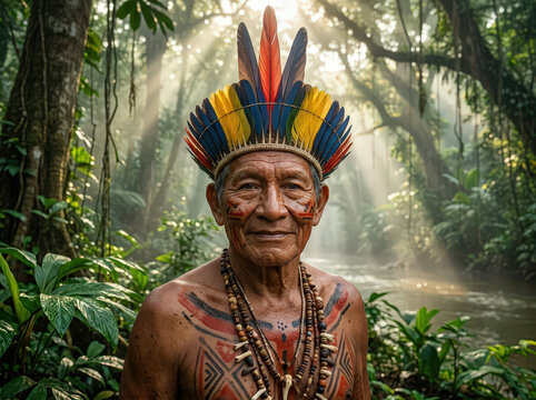Sagesse et h&eacute;ritage : le gardien des traditions amazoniennes.