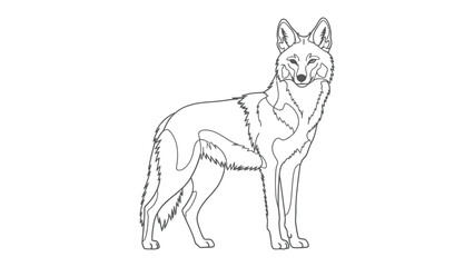 Fototapeta premium Coyote Outline: A detailed outline drawing of a coyote, capturing the essence of the animal's form and posture.