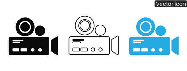 Obraz premium Set of modern video camera icons in different styles