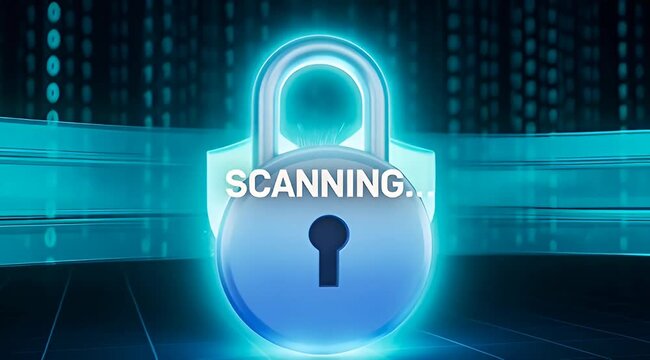 Digital security lock scanning for vulnerabilities on a virtual code background