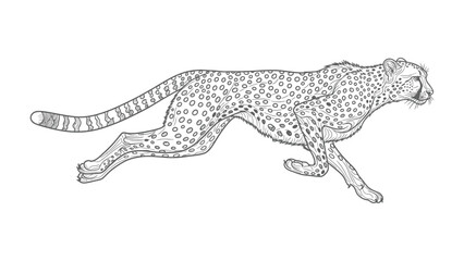 Speed and Grace: An artistic illustration captures the incredible speed and grace of a cheetah in full stride. A celebration of its form, muscle, and power. © hafs121