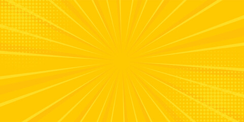 Yellow abstract background with light of sunburst. yellow starburst with halftone. sun ray retro background with flash © Selamet