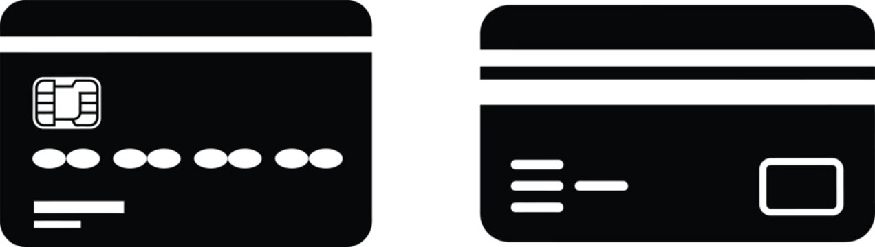 A black and white illustration of two credit cards side by side
