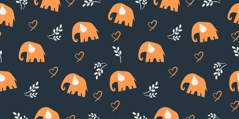 WebMinimal Elephant Seamless Pattern on Dark Background