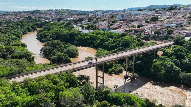 Rio Pardo Skyline Of Sao Jose Do Rio Pardo In Sao Paulo Brazil. Downtown Cityscape. Bridge Landscape. Medieval Church. Sao Jose Do Rio Pardo In Sao Paulo Brazil. Beautiful Skyline.