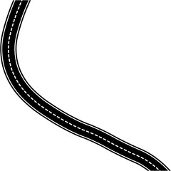 Naklejka premium Curved road corner vector illustration, winding asphalt highway path background transportation graphic