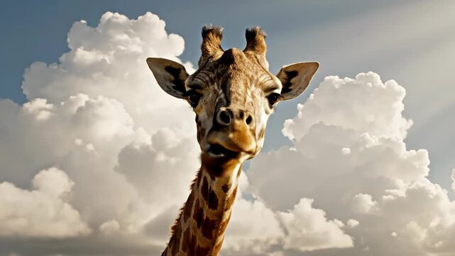 Giraffe standing in front of a cloudy sky