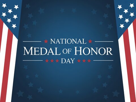 National medal of honor day with american flag background illustration