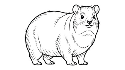 Obraz premium Drawing of a bear-like animal: Detailed illustration of an adorable bear-like animal, the image showcasing the creature's fluffy body, friendly expression, and detailed features.