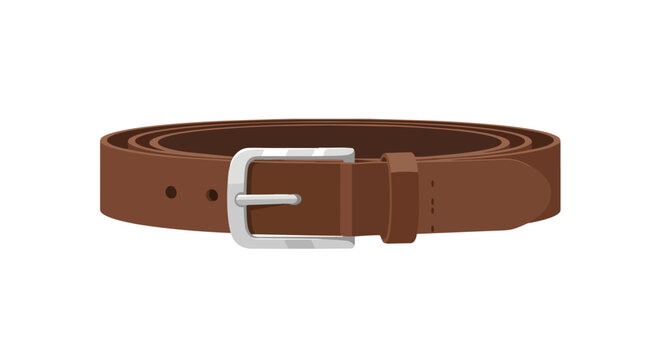 Brown Leather Belt with Silver Buckle, Fashion Accessory for Men and Women