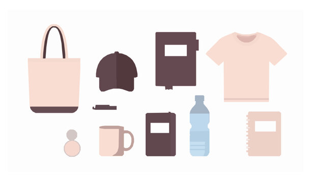 Promotional Merchandise Branding Items Flat Vector Collection
