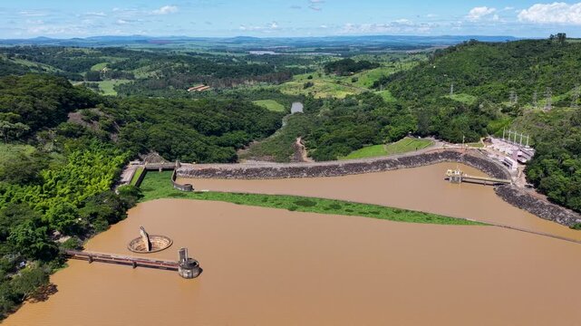 Euclides Da Cunha Hydroelectric Of Sao Jose Do Rio Pardo In Sao Paulo Brazil. Energy Generation. Dam Landscape. Hydroelectric Skyline. Euclides Da Cunha Hydroelectric At Sao Jose Do Rio Pardo. 