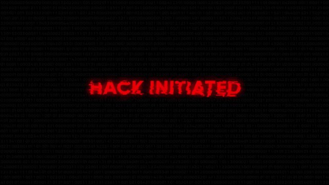 Hack Initiated Cyber Attack Binary Code Screen Red Warning Message security breach