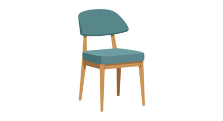 Fototapeta premium Modern Teal Upholstered Dining Chair with Wooden Legs