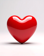 Fototapeta premium Glossy red heart stands on white