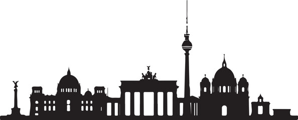 Silhouette of berlin city skyline with famous landmarks and monuments in one panoramic view © Anamul
