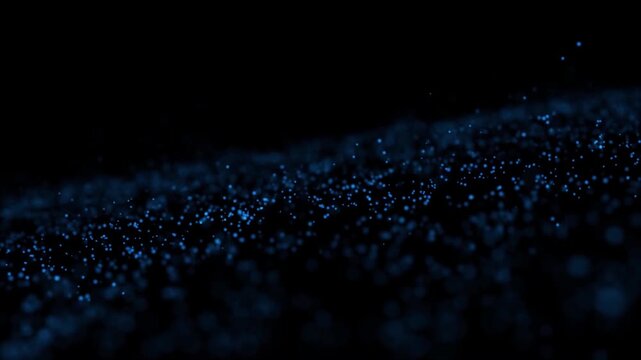 Blue Particles in Dark Background Animation for Futuristic and Technology Visuals

