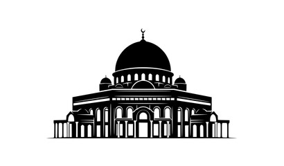 Obraz premium Al Aqsa Mosque silhouette vector Islamic holy landmark Jerusalem architecture symbol