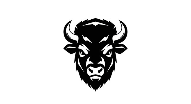 Bison head illustration on white background