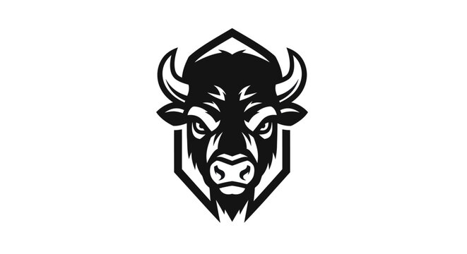 Bison head vector illustration on white