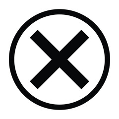 Fototapeta premium Bold black cross icon centered in a white circular frame minimalistic design with stark contrast and clean lines