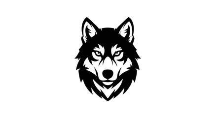 Black and white wolf head icon © amri