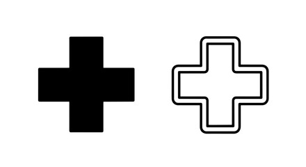 Obraz premium Universal Plus Sign Icon Set: Add or Medical Cross Symbol Vector Graphic