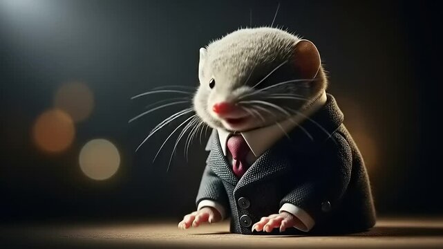 Suited Mouse Character in Studio Lighting.