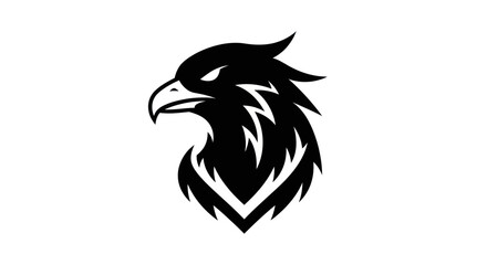 Obraz premium Black eagle head graphic on white background