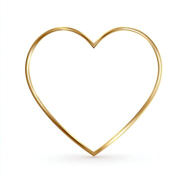 Gold outline of a heart shape against a white background, casting a soft shadow