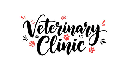 Fototapeta premium Veterinary clinic logo with paw prints and hearts