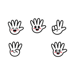 Obraz premium Hand cartoon characters with different emotive expressions and gestures