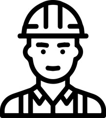 Obraz premium Hand Drawn a man Construction Worker Black and White Avatar Illustration in Minimal Line Art Style Design