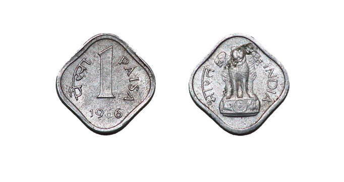 Coin 1 one pice 1966. India. Lion capital of the Ashoka Column