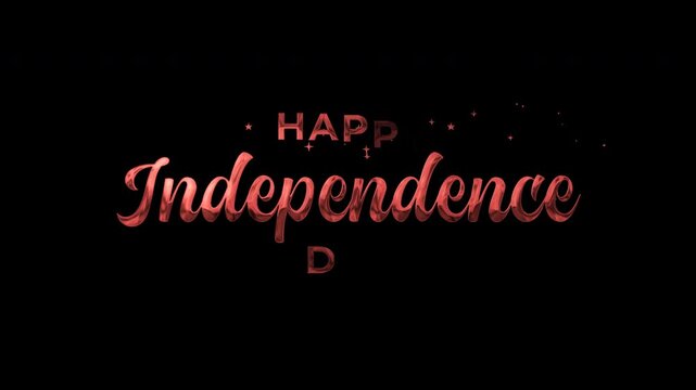 4th of july happy independence day with shiny red on black background celebrates freedom. Suitable for celebrating videos. Include alpha channel for any background.