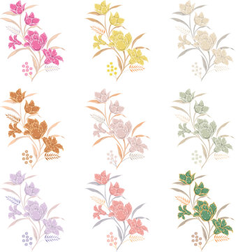 vector set of colorful flower arrangements