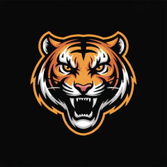 aggressive tiger head mascot logo sports emblem © Vector Art
