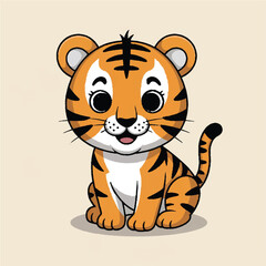 cute tiger cartoon mascot character vector design © Vector Art