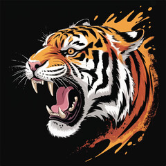 roaring tiger mascot head vector illustration © Vector Art