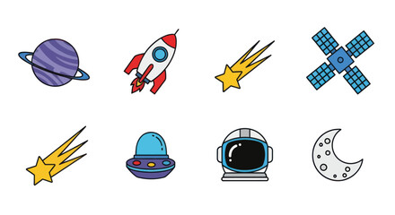 Space objects rocket planets moon satellite © Riski