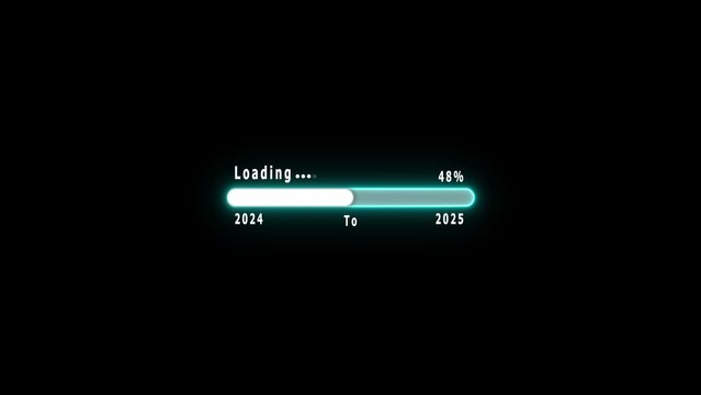 Loading progress bar with years 2024 to 2026 in teal and black