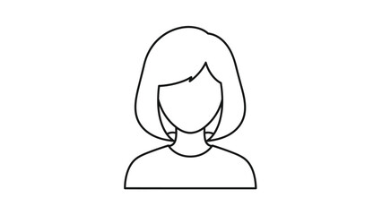 Simple outline illustration of a woman with a bob haircut provides a versatile template for hair salon logos or female profiles.