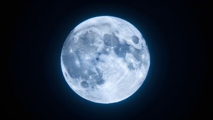 Obraz premium Detailed full moon shines brightly against a dark sky