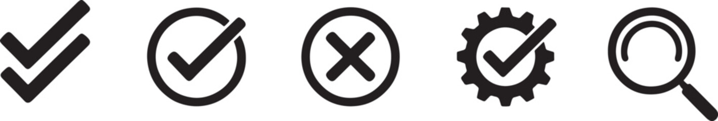 Fototapeta premium Checkmark and status tick cross gear