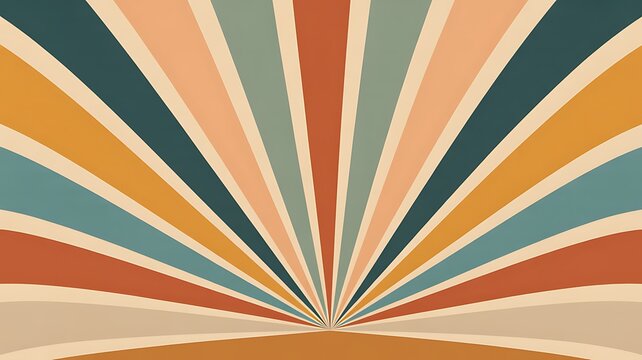 Retro Sunburst Background Vector 1970s Geometric Pattern